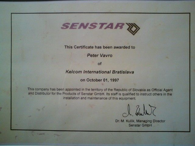 Certifikát Senstar